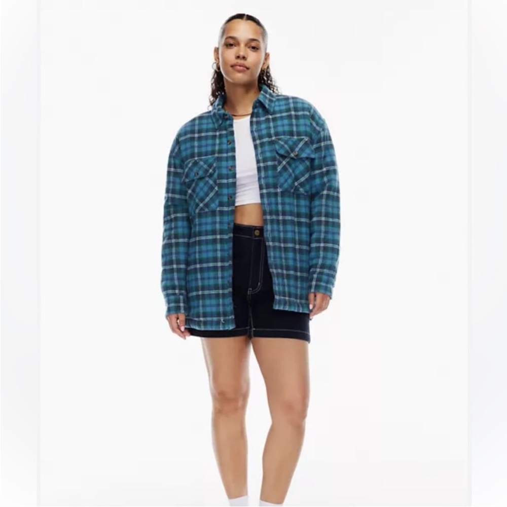 TNA Black and Tan Plaid Shirt